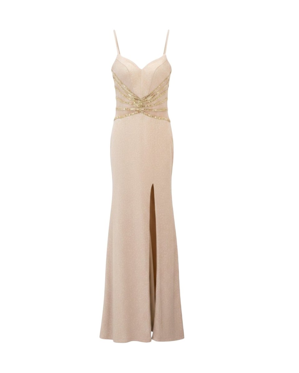 EMBELLISHED SLIT EVENING GOWN - Nakhle.Ets - Dresses