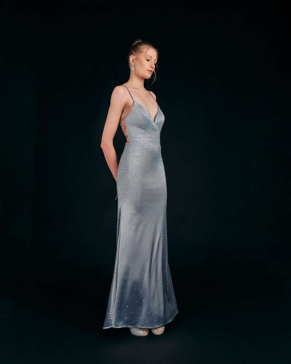 EMBELLISHED SPAGHETTI STRAP GOWN - Nakhle.Ets - Dresses