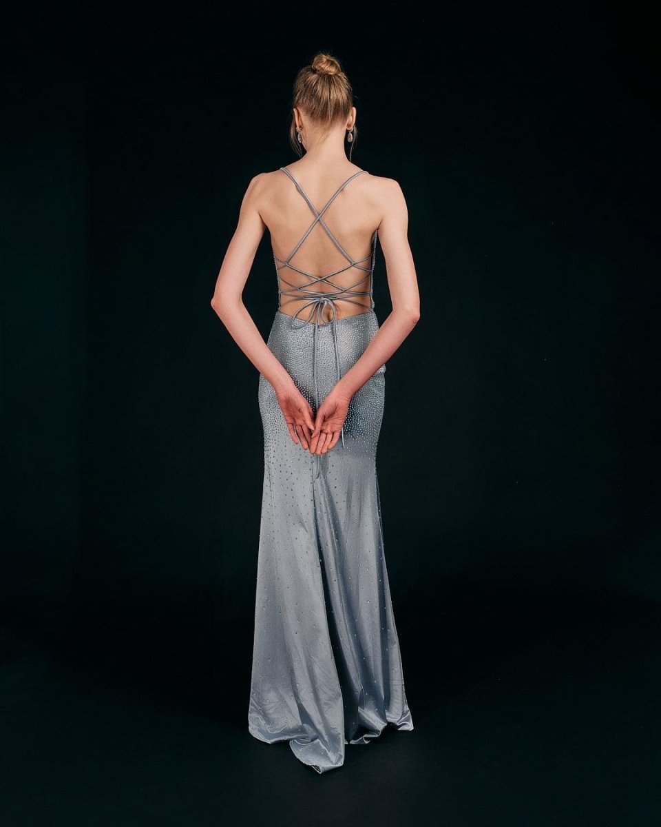EMBELLISHED SPAGHETTI STRAP GOWN - Nakhle.Ets - Dresses