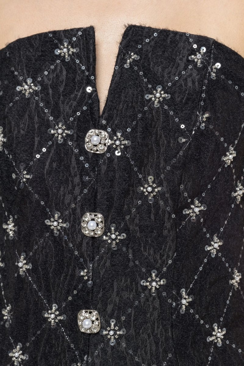 EMBELLISHED STRAPLESS MIDIDRESS - Nakhle.Ets - Dresses