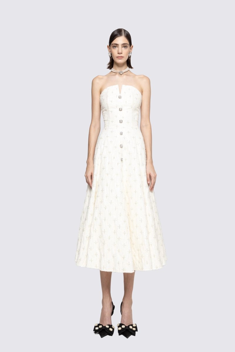 EMBELLISHED STRAPLESS MIDIDRESS - Nakhle.Ets - Dresses
