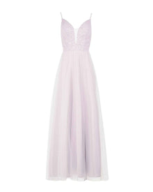 EMBELLISHED TULLE PLUNGE GOWN