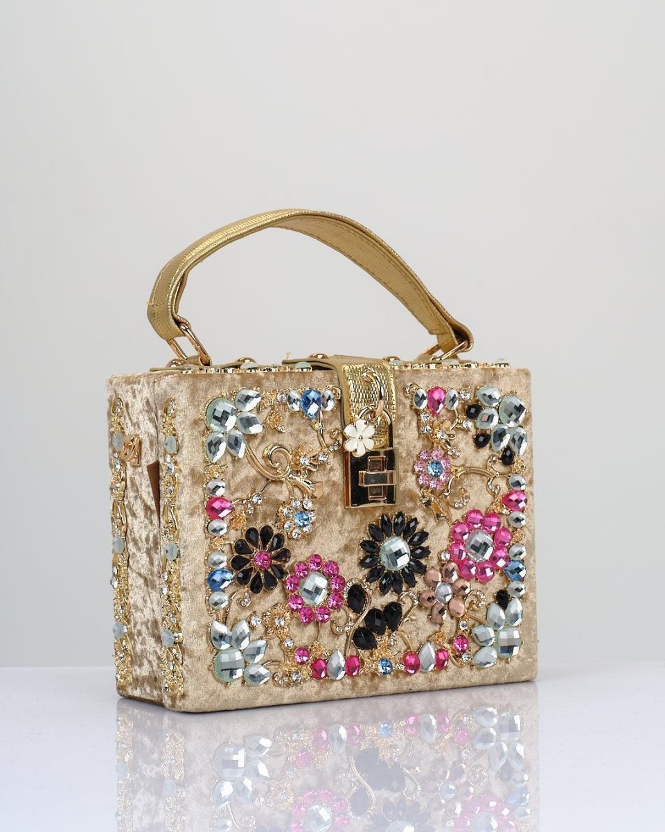 EMBELLISHED VELVET HANDBAG - Nakhle.Ets - Accessories