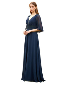 EMBELLISHED WAIST FLOWY GOWN