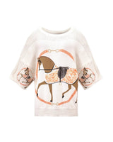 EQUESTRIAN PRINT KNIT TOP