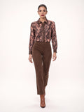 SNAKE PRINT SHIRT WITH LEATHER LOOK COLLAR
