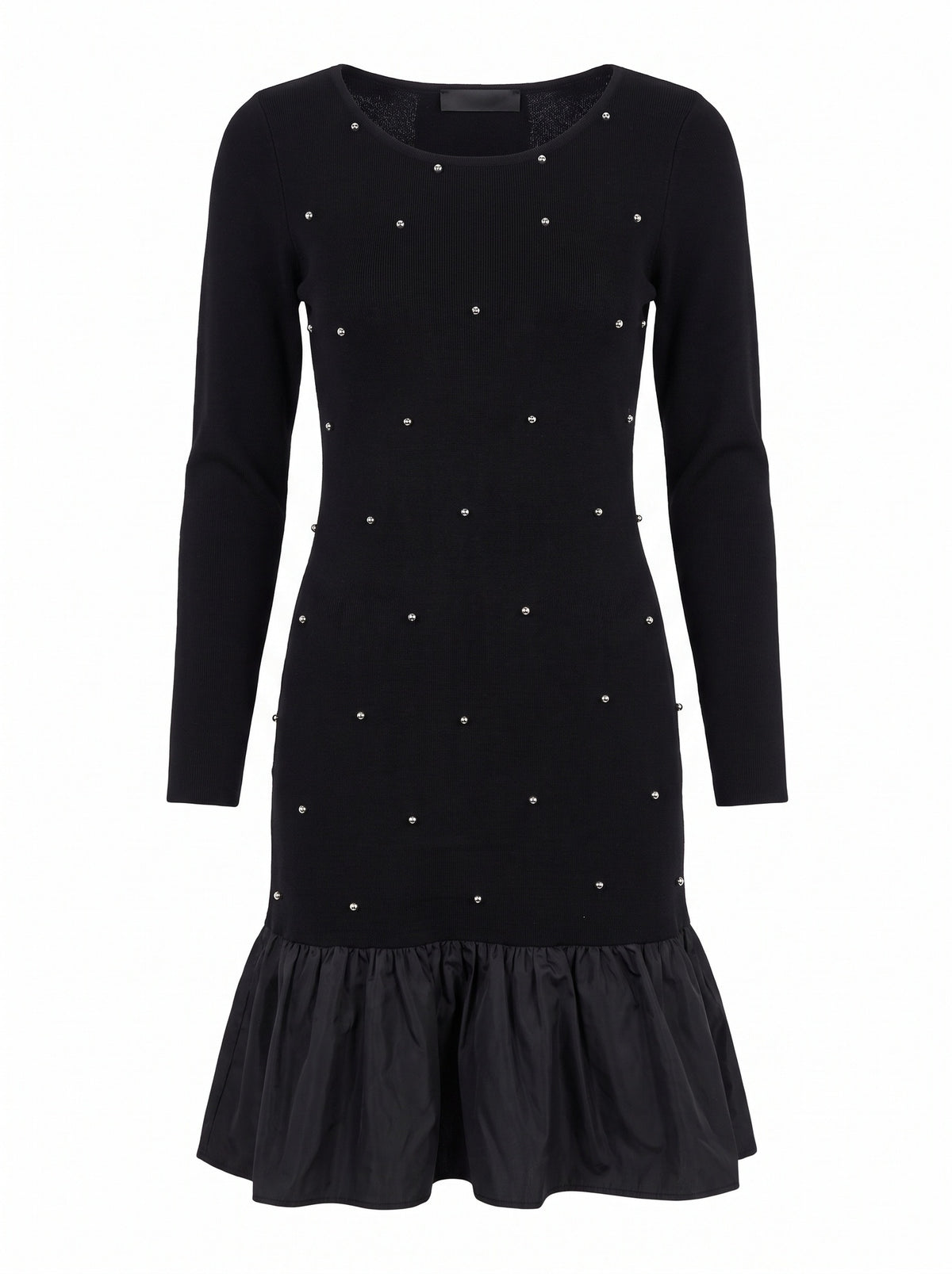 Black Embellished Drop-Waist Midi Dress