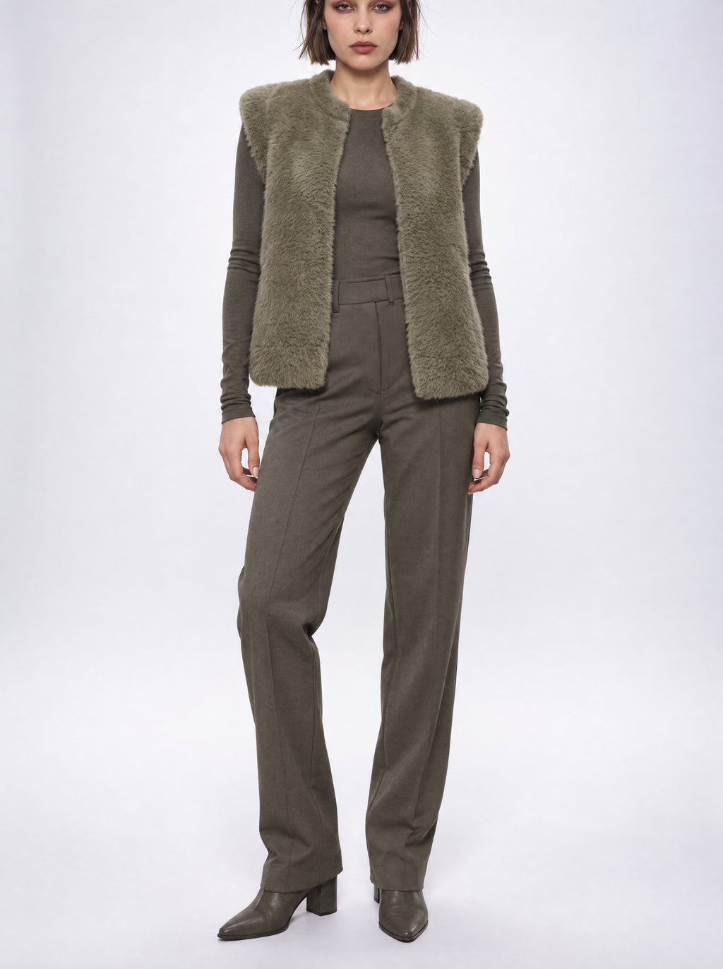 OPEN-FRONT FAUX FUR GILET