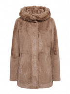 HOODED FAUX FUR MIDI COAT