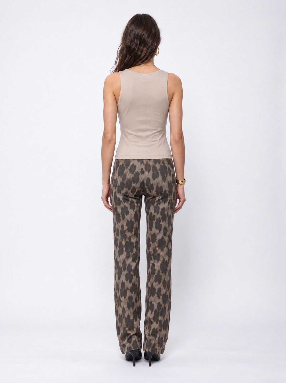 LEOPARD PRINT BELTED WIDE-LEG JEANS