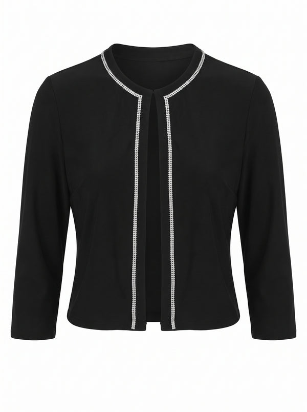 CRYSTAL-TRIMMED OPEN-FRONT CROPPED BOLERO