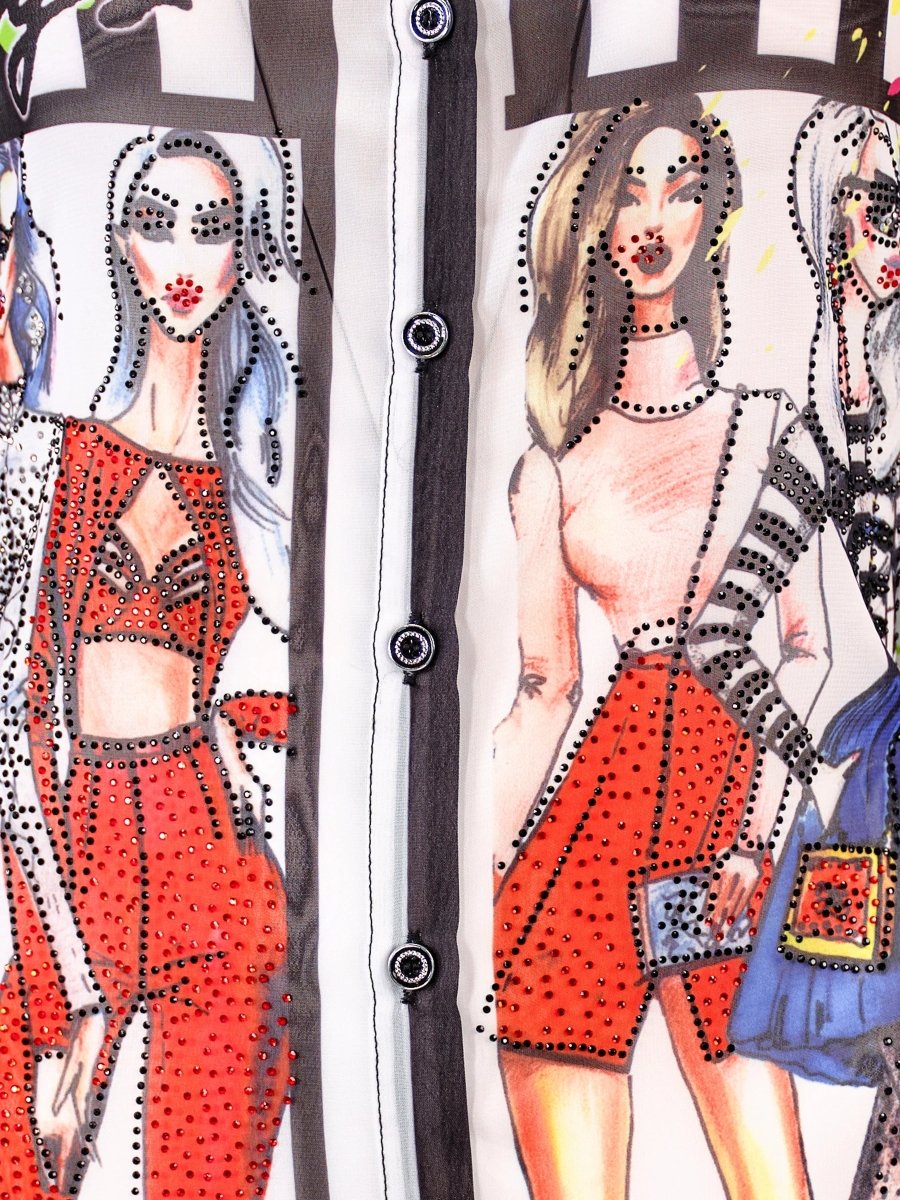 FASHION ILLUSTRATION SPLASH SHIRT - Nakhle.Ets - Blouse