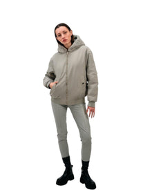 FAUX FUR-LINED BOMBER JACKET