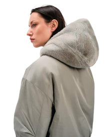 FAUX FUR-LINED BOMBER JACKET