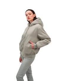 FAUX FUR-LINED BOMBER JACKET