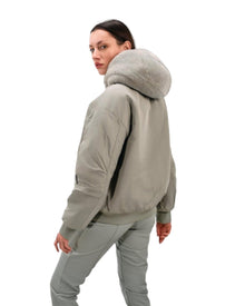 FAUX FUR-LINED BOMBER JACKET