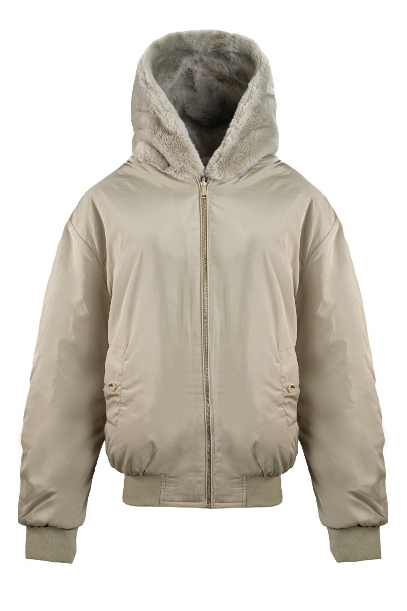 FAUX FUR - LINED BOMBER JACKET - Nakhle.Ets - Coats & Jackets