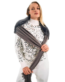 FAUX FUR TRIMMED KNIT SCARF