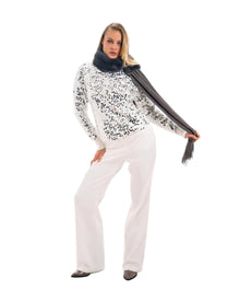 FAUX FUR TRIMMED KNIT SCARF