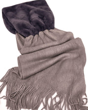 FAUX FUR TRIMMED KNIT SCARF