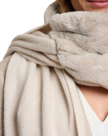 FAUX FUR TRIMMED KNIT SCARF