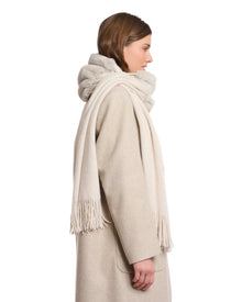 FAUX FUR TRIMMED KNIT SCARF