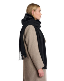 FAUX FUR TRIMMED KNIT SCARF