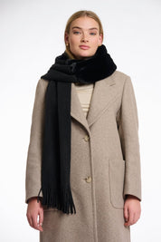 FAUX FUR TRIMMED KNIT SCARF