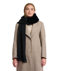 FAUX FUR TRIMMED KNIT SCARF