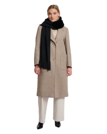 FAUX FUR TRIMMED KNIT SCARF