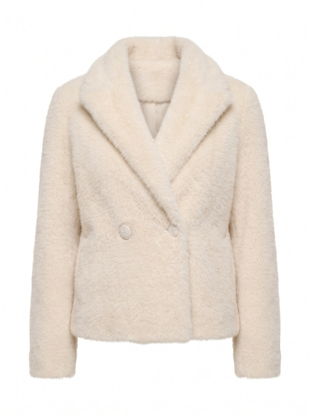 DOUBLE-BREASTED FAUX FUR JACKET