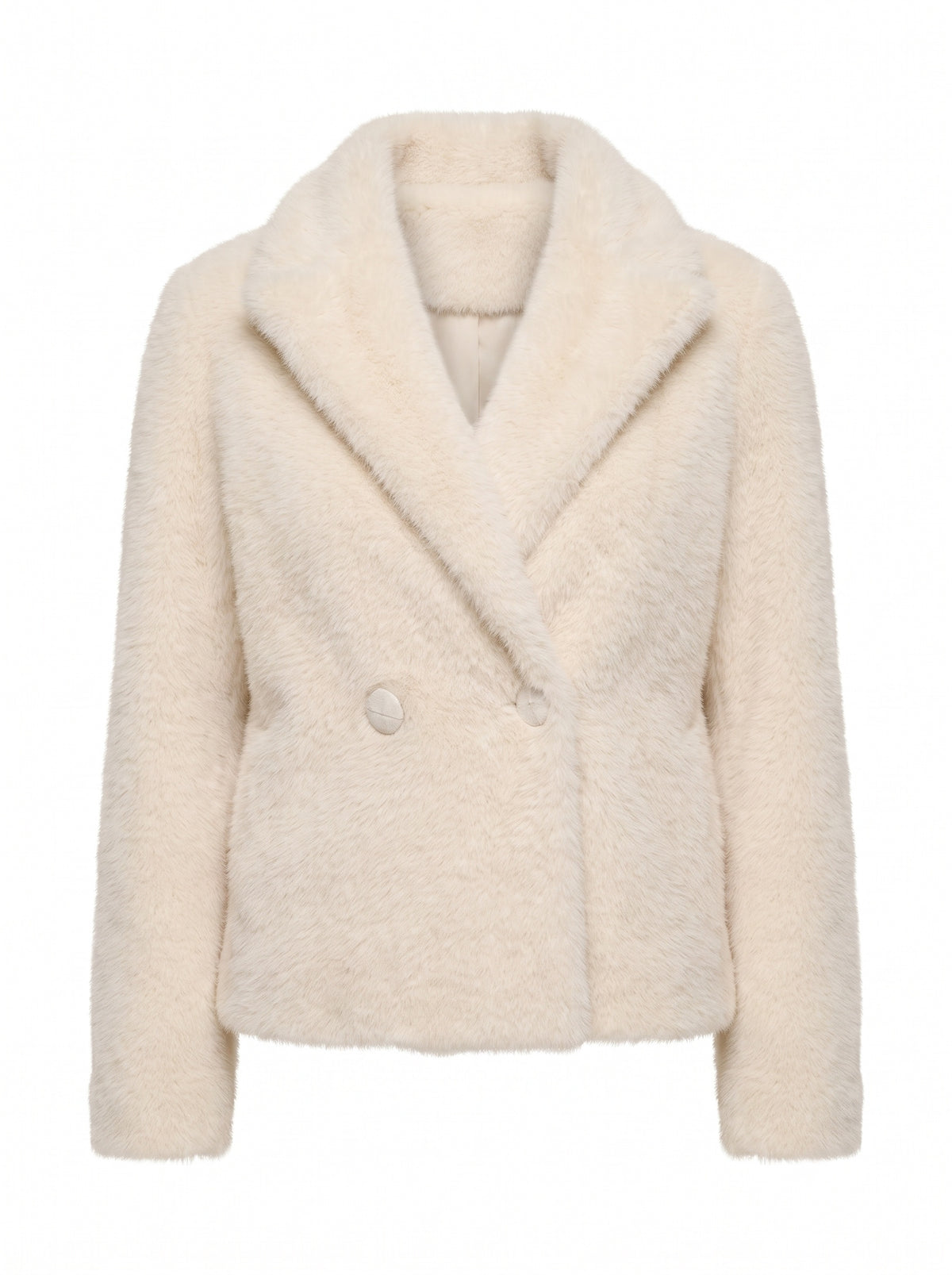 DOUBLE-BREASTED FAUX FUR JACKET