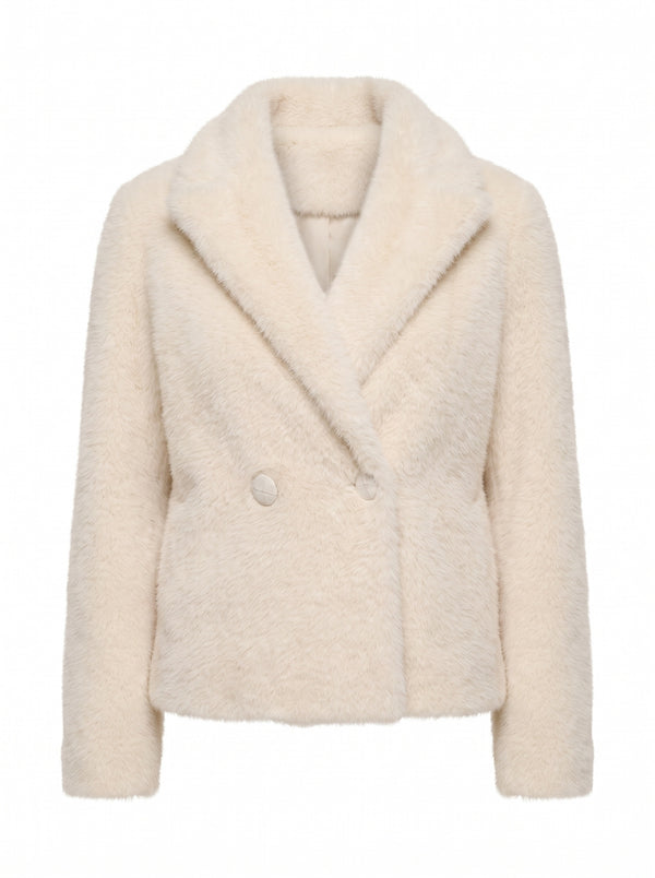 DOUBLE-BREASTED FAUX FUR JACKET