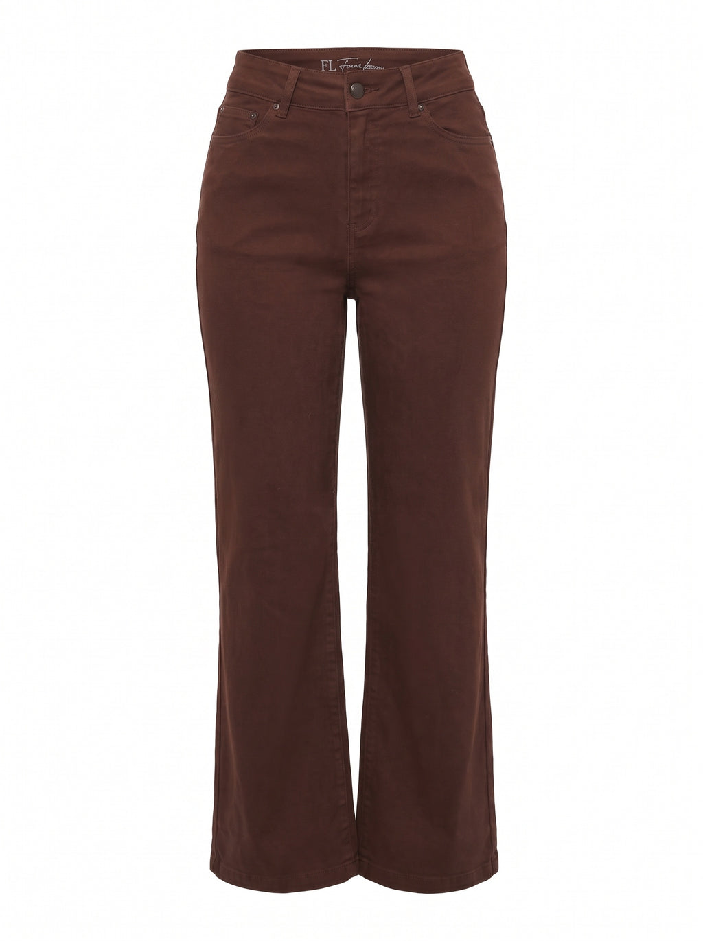 HIGH-WAISTED STRAIGHT-LEG BROWN TROUSERS
