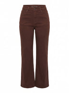 HIGH-WAISTED STRAIGHT-LEG BROWN TROUSERS