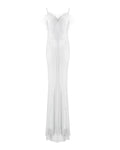 FEATHER DETAIL MERMAID GOWN