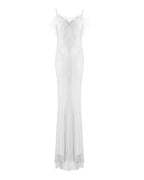 FEATHER DETAIL MERMAID GOWN