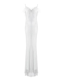 FEATHER DETAIL MERMAID GOWN