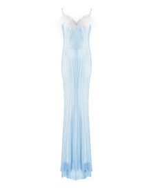 FEATHER DETAIL MERMAID GOWN