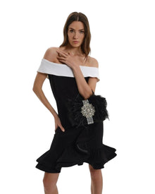 FEATHER EMBELLISHED HANDBAG