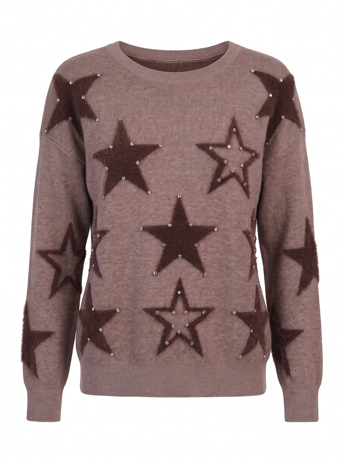 CRYSTAL STAR DROP-SHOULDER KNIT SWEATER