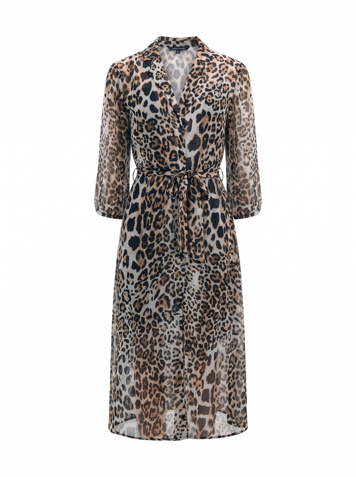 Leopard Print Long-Sleeve Wrap Dress