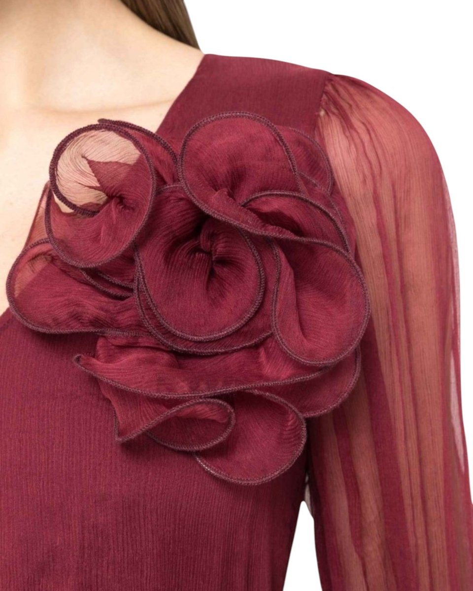 FLORAL APPLIQUÉ MIDI DRESS - Nakhle.Ets - Dresses