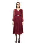 FLORAL APPLIQUÉ MIDI DRESS - Nakhle.Ets - Dresses