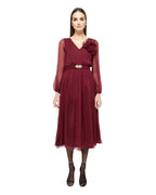 FLORAL APPLIQUÉ MIDI DRESS - Nakhle.Ets - Dresses