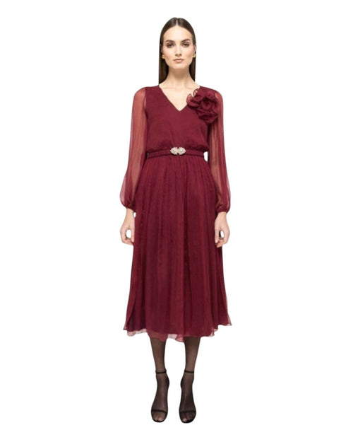 FLORAL APPLIQUÉ MIDI DRESS - Nakhle.Ets - Dresses