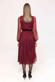 FLORAL APPLIQUÉ MIDI DRESS