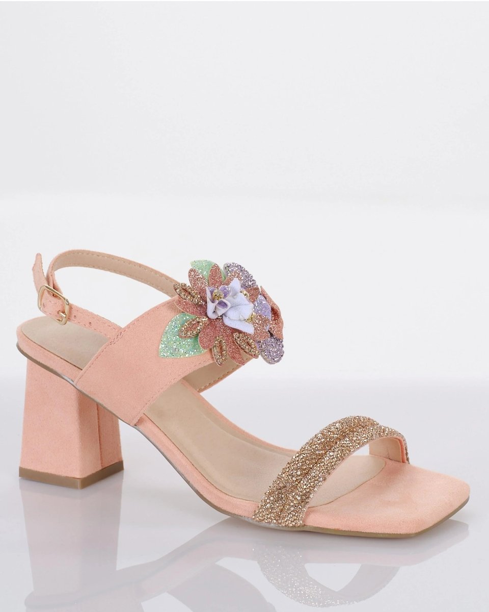 FLORAL EMBELLISHED BLOCK SANDAL