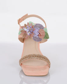 FLORAL EMBELLISHED BLOCK SANDAL