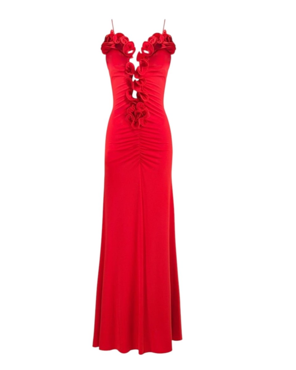 FLORAL EMBELLISHED EVENING GOWN